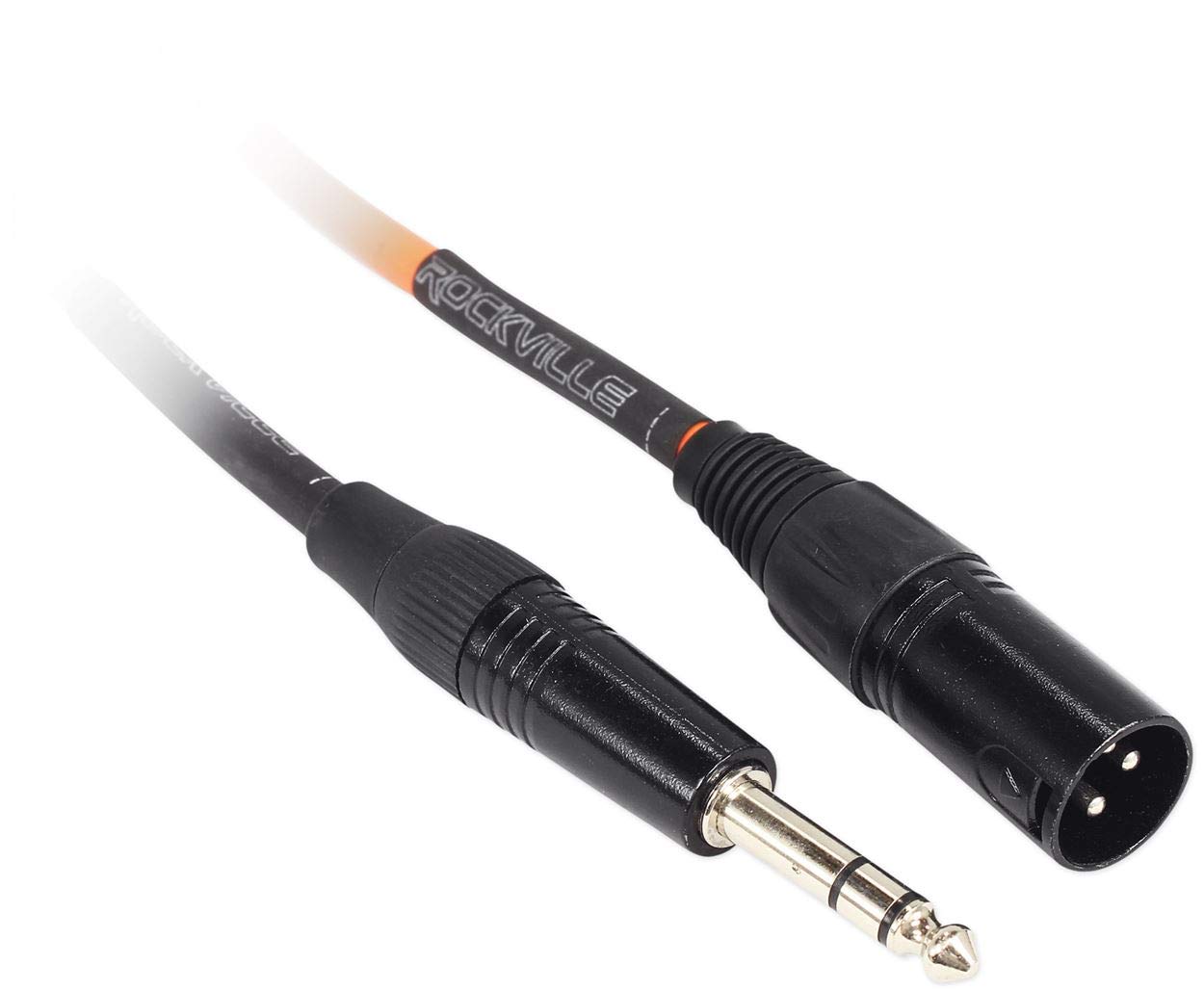 Rockville (8 RCXMB20O 20' Male REAN XLR to 1/4'' TRS Cable Orange 100% Copper
