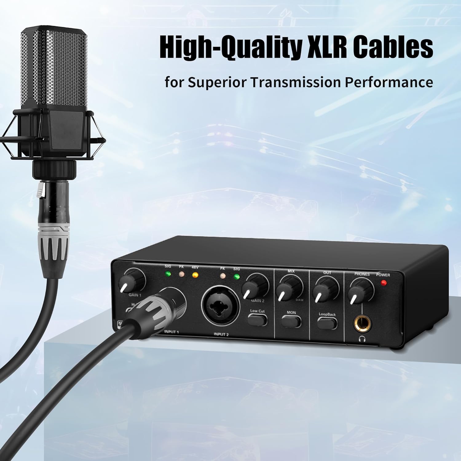 SMALL-EYE XLR Cables 25 Feet 3-Pin XLR Male to Female Microphone Cables 22 AWG (OFC) Balanced XLR Cables Set - 6 Pack