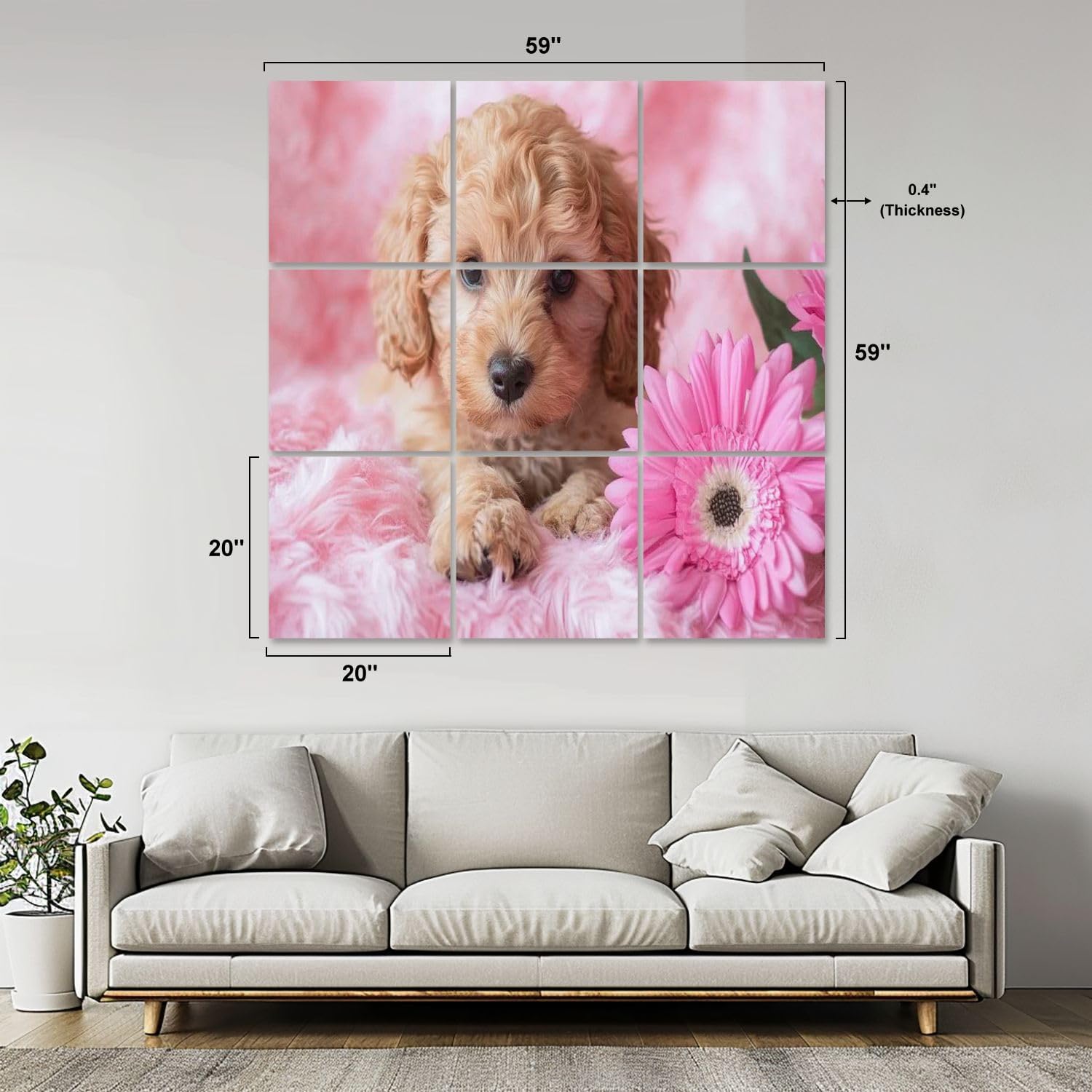 Art Acoustic Panels Self Adhesive Cockapoo Puppy 9 Packs Decorative Soundproof Wall Panels Large Sound Absorbing Panels for Home Office 60