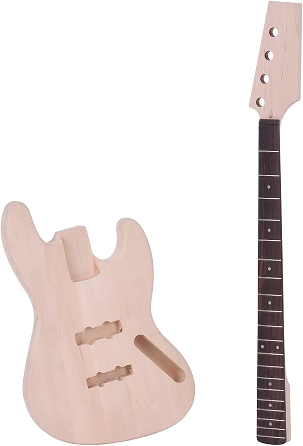 Bass Style 4-String Electric Bass DIY Kit Solid Basswood Body Maple Neck Rosewood Fingerboard DIY Kit Set DIY Guitar Kit