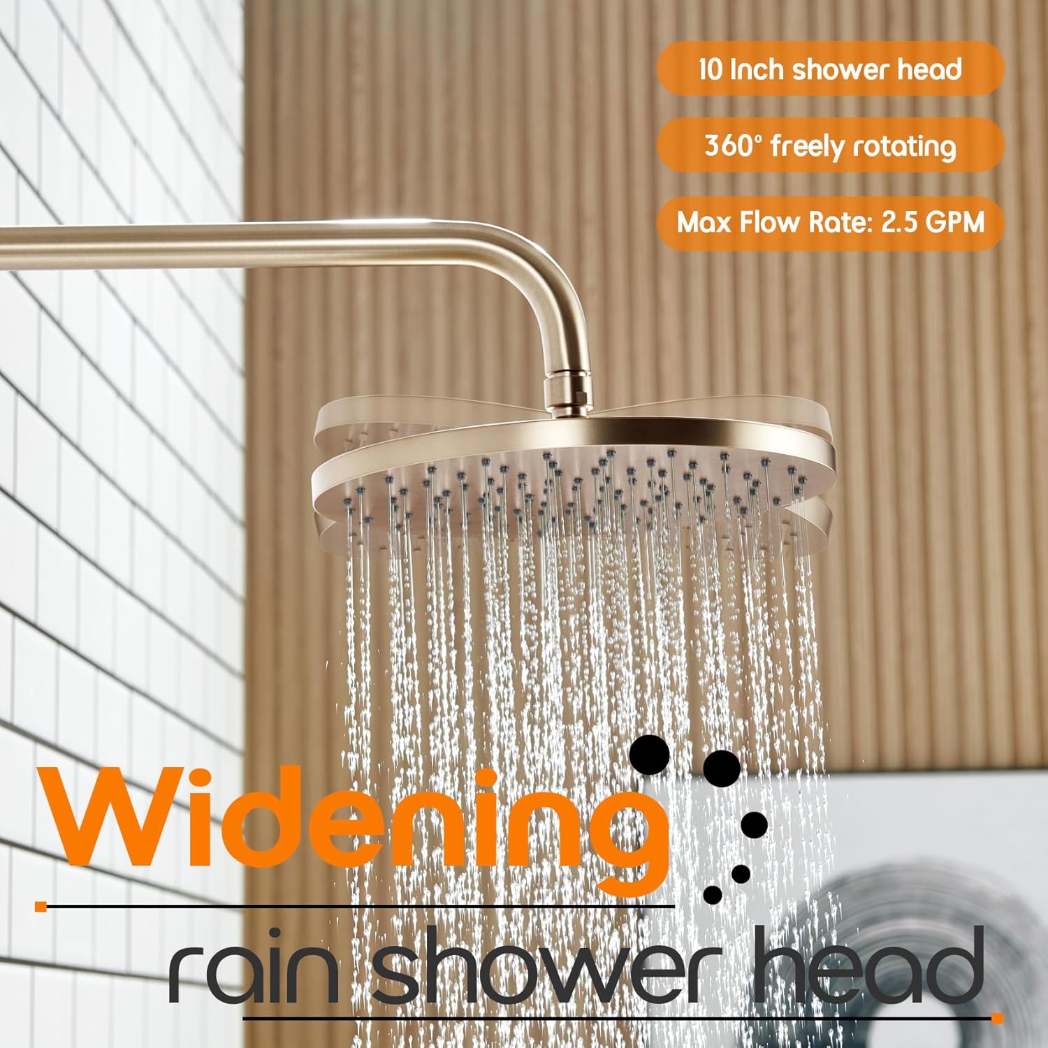 Bathtub Shower Trim Kit with 10'' High Pressure Rain Showerhead Faucet System, 3-Function Handheld Spray and Valve Included, Wall Mount Champagne Bronze SF001CPG-D10