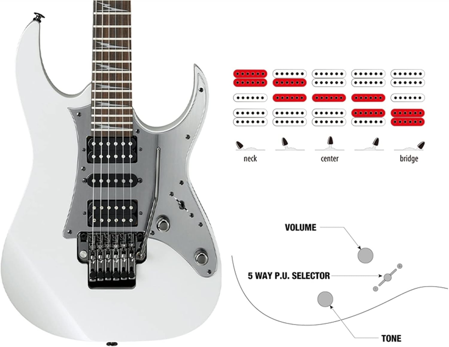 Electric Guitar Pickups Alnico Pickups HSH Mirror Pickguard Electric Guitar Pickup 1 Set for Ibanez RG Loaded Pickguard (Color : 07)