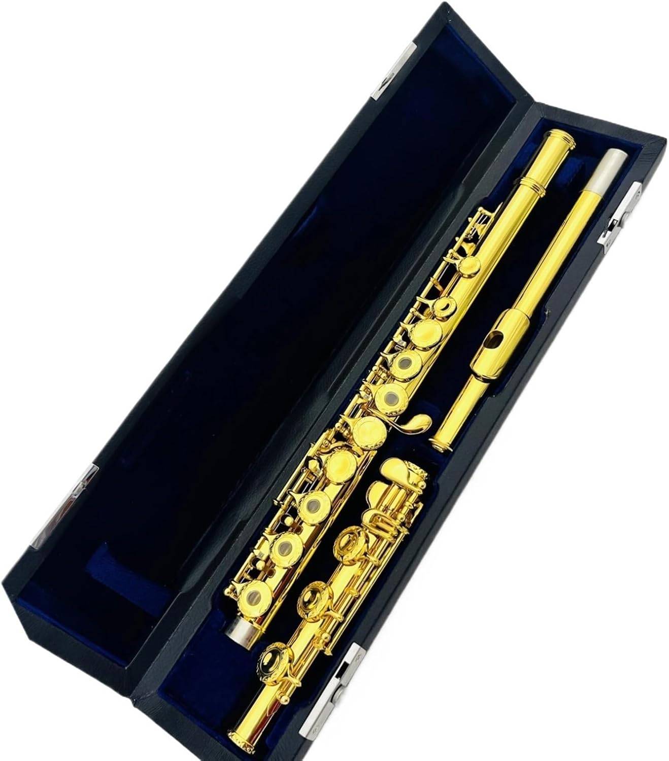 VBDEFRT Flute C Tune 17 Holes Open Keys Gold Plated Engraved Keys Woodwind Instruments With Case