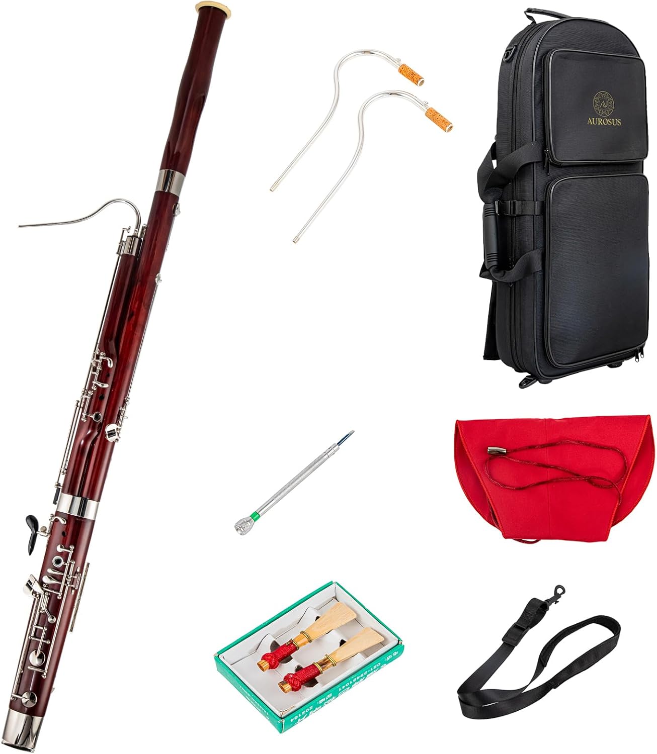 BNS-M maple wood bassoon c key full german key system with silver plating whisper and lock key woodwind instrument with high grade case accessories for student to intermediate instrument