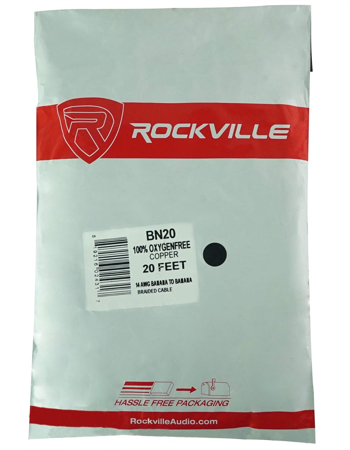 Rockville 8 BN20 20 Foot 14 AWG 100% OFC Copper Banana to Banana Braided Cables