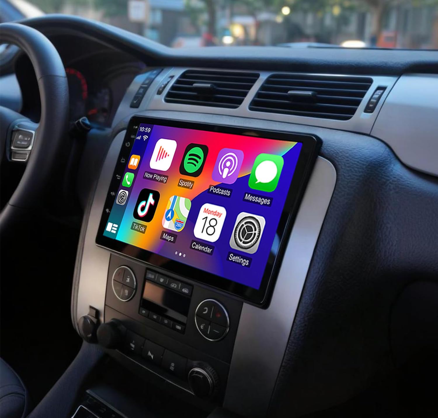 Android 14 Double Din Car Stereo Radio Upgraded for Chevrolet Avalanche 2007-2013 GPS Navi Head Unit 10.1 inch Touch Screen Wireless Carplay Android Auto-/FM/SWC/WiFi/Bluetooth/Camera