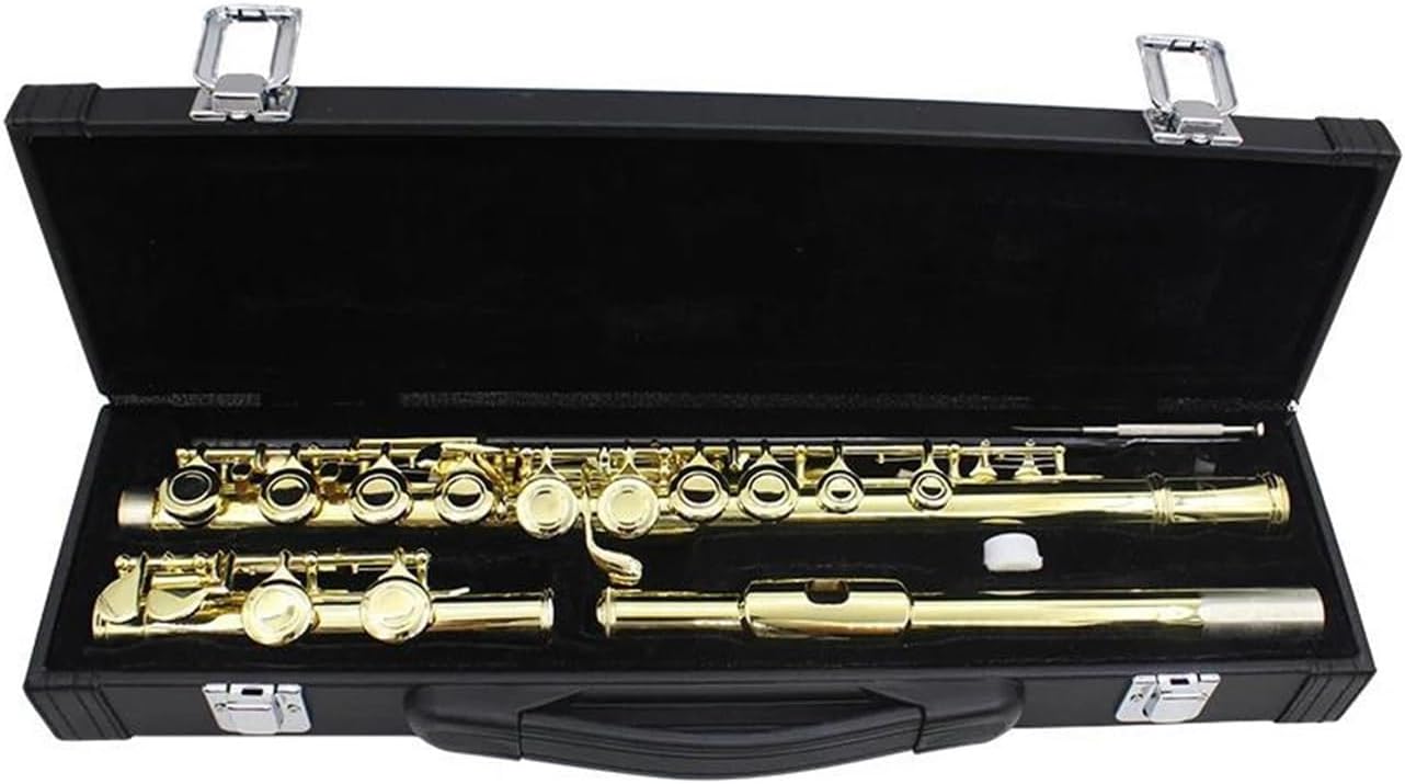 Golden 16 Holes C Tone Flute With E Key Woodwind Instrument Closed Hole Gold-plated Keys Cupronickel Tube