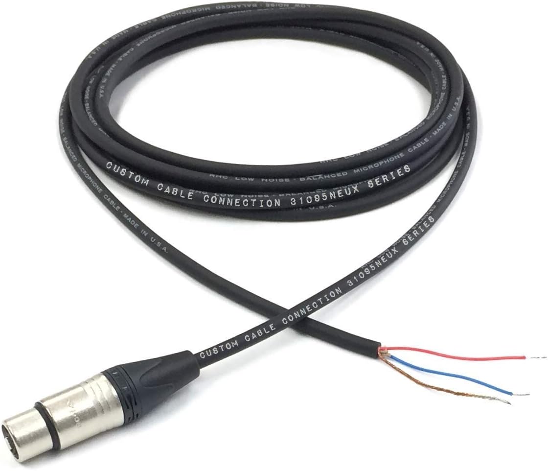 150 Foot Custom Cable Connection Pro-Audio Balanced Microphone with Neutrik NC3FXX XLR Female Connector to Blunt end Cable