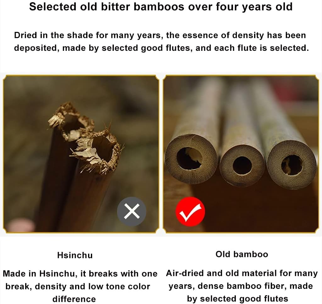 Bamboo Flute Dizi, Soprano Recorder, Woodwind Instrument Key of C Study Level Traditional Handmade Chinese Musical Instrument Quality Beginner Recorder for Children (Brown D)