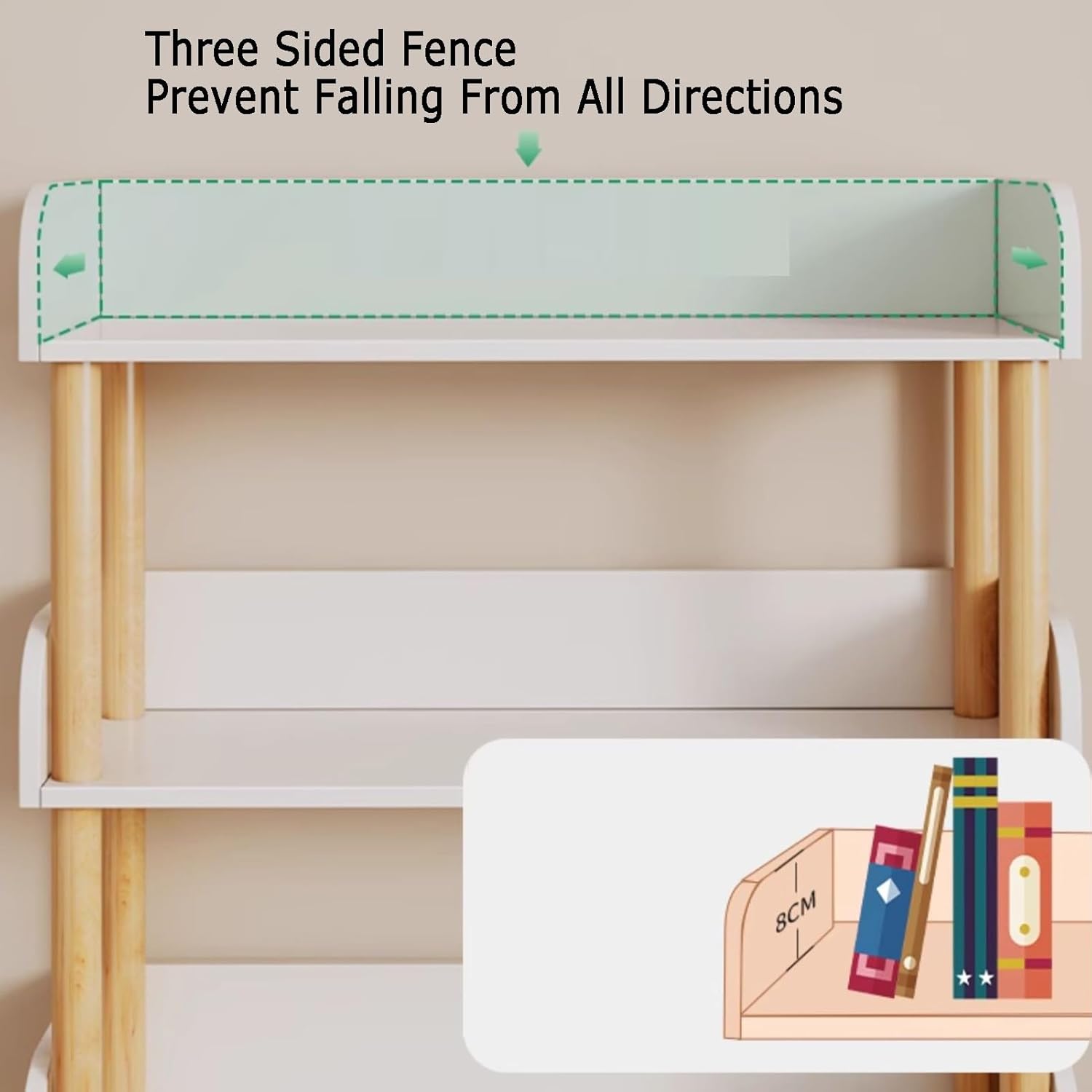 4/5 Cube Bookshelf, Simple Mobile Bookshelf, Multi-Layer Home Desk with Wheels, Suitable for Living Room, Study Room, Reading Corner (Warm White)(60 X 24 X 106cm) ()