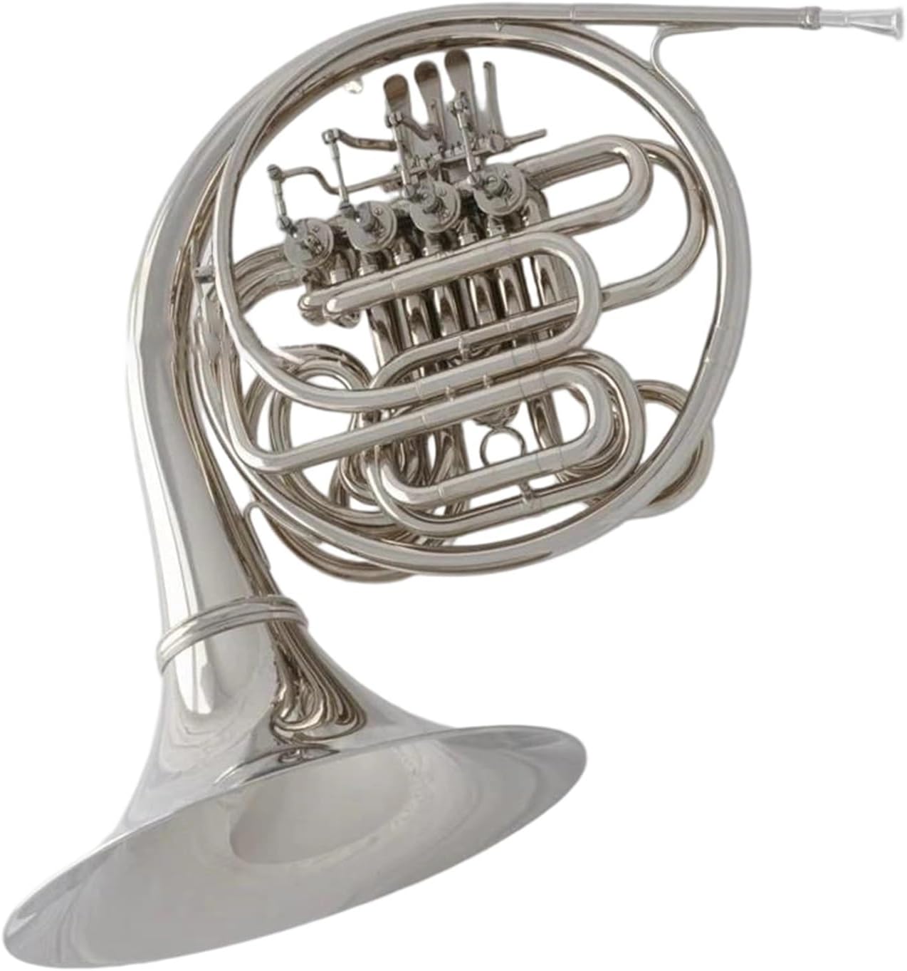 4 Key French Horn Professional Silver Nickel Plated Double Row French Horn F Bb Tape Box
