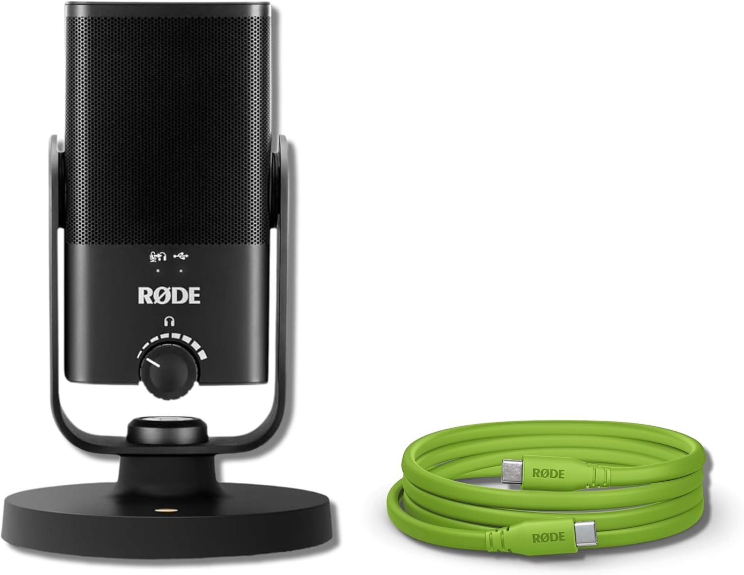Rode NT-USB Mini USB Microphone for Podcasting, Streaming, Gaming and Vocal Recording with Rode SC17-Green USB-C to USB-C Cable (5')