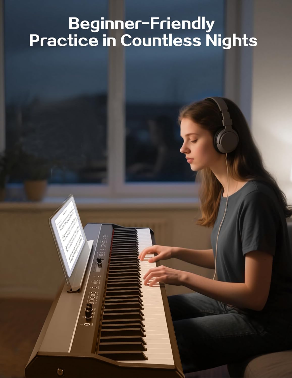 D5 88-Key Digital Piano with Hammer Action, Professional Full-Weighted Keys Electronic Piano Portable Keyboard for Beginners, 3 Pedals, USB/MIDI Connectivity, Dual Stereo