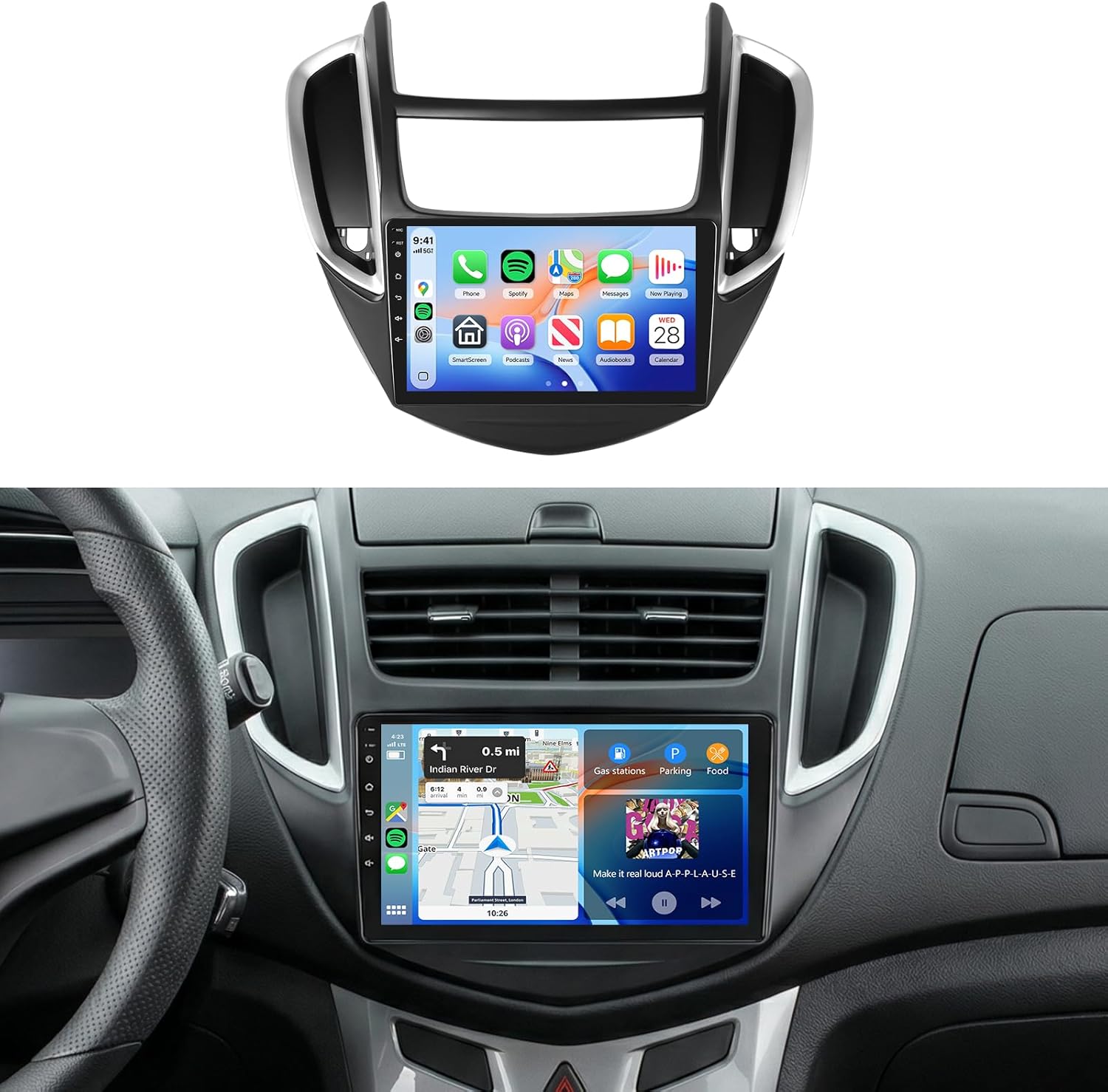 4G+64G Radio for Chevy Trax 2014 2015 2016 Car Stereo with Wireless Carplay Android Auto,5.0 Bluetooth 32EQ,9inch 1280x720P IPS Touch Screen,Android 15 FM/RDS GPS WiFi AHD Backup Camera