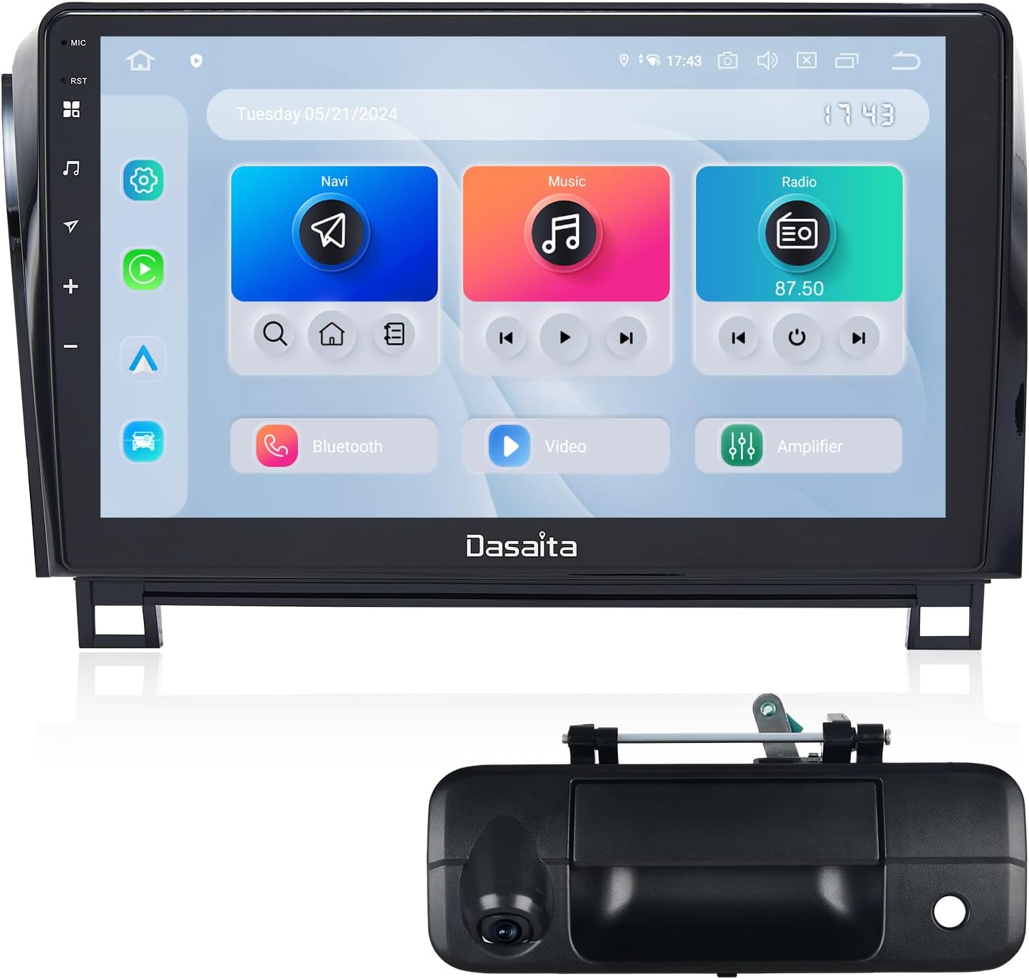 Dasaita Android 13 Car Stereo for Toyota Tundra Sequoia 2007-2013 with Tailgate Handle Reverse Camera, Wireless Carplay/Android Auto, 10.2