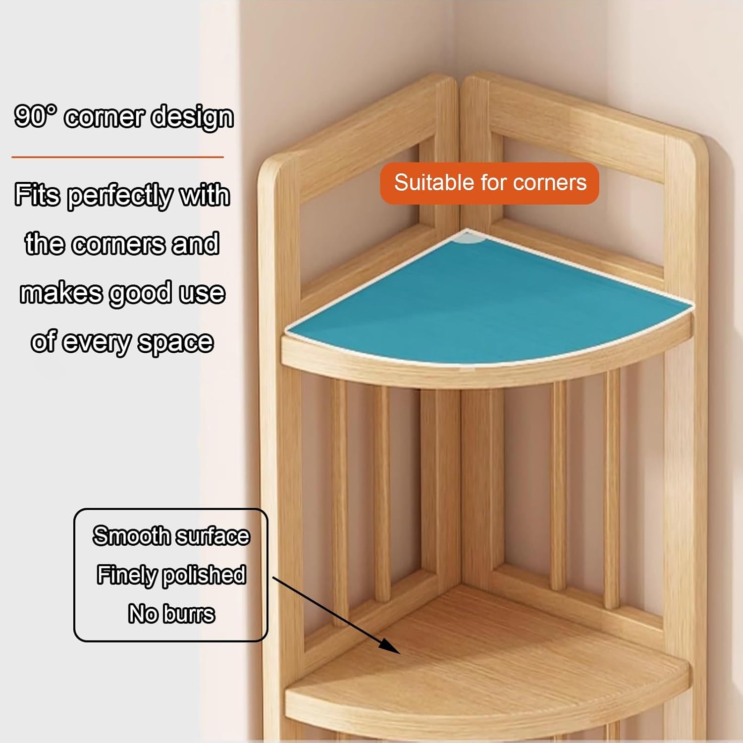 Corner Bookshelf Etagere Bookcase, Curved Decorative Storage Freestanding Display Shelf Stand, Floor Standing Rack, for Home Office, Living Room, Bedroom(80cm/31.5in)