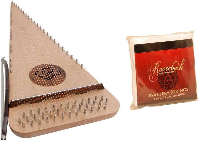 Includes: Roosebeck Right Hand Handed Rounded Baritone Psaltery & Bow + Extra Replacement Strings Set