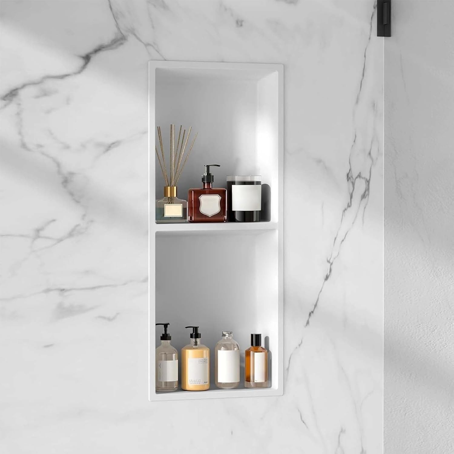 Shower Recessed Shelf 304 Stainless Steel, Waterproof Bathroom Niche Tile Ready Organizer Shelf, Wall Mount Bathroom Shower Storage(32cmx32cmx12.5cm)