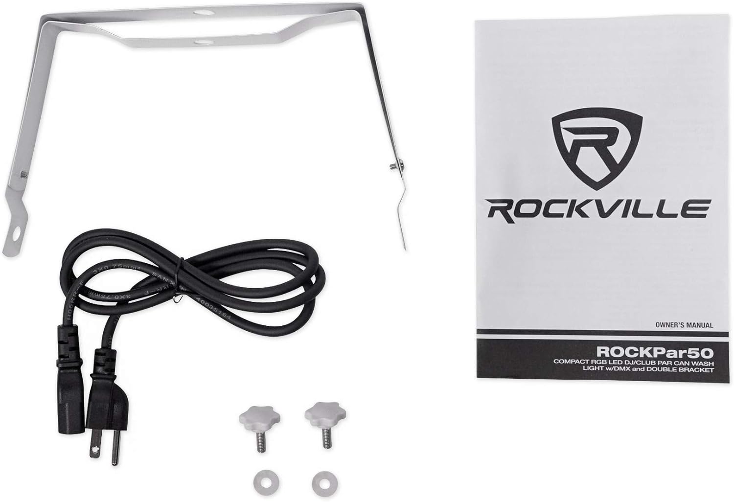 (4) Rockville RockPAR50 LED RGB Compact Par Can DJ/Club/Stage DMX Wash Light - White