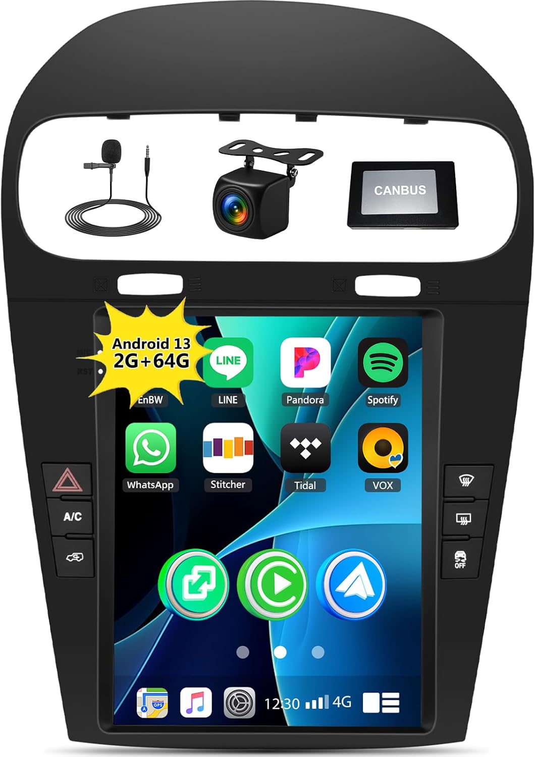 2G+64G Android 13 Car Stereo for Dodge Journey & Fiat Freement 2011-2020 with Wireless Carplay Android Auto,9.7