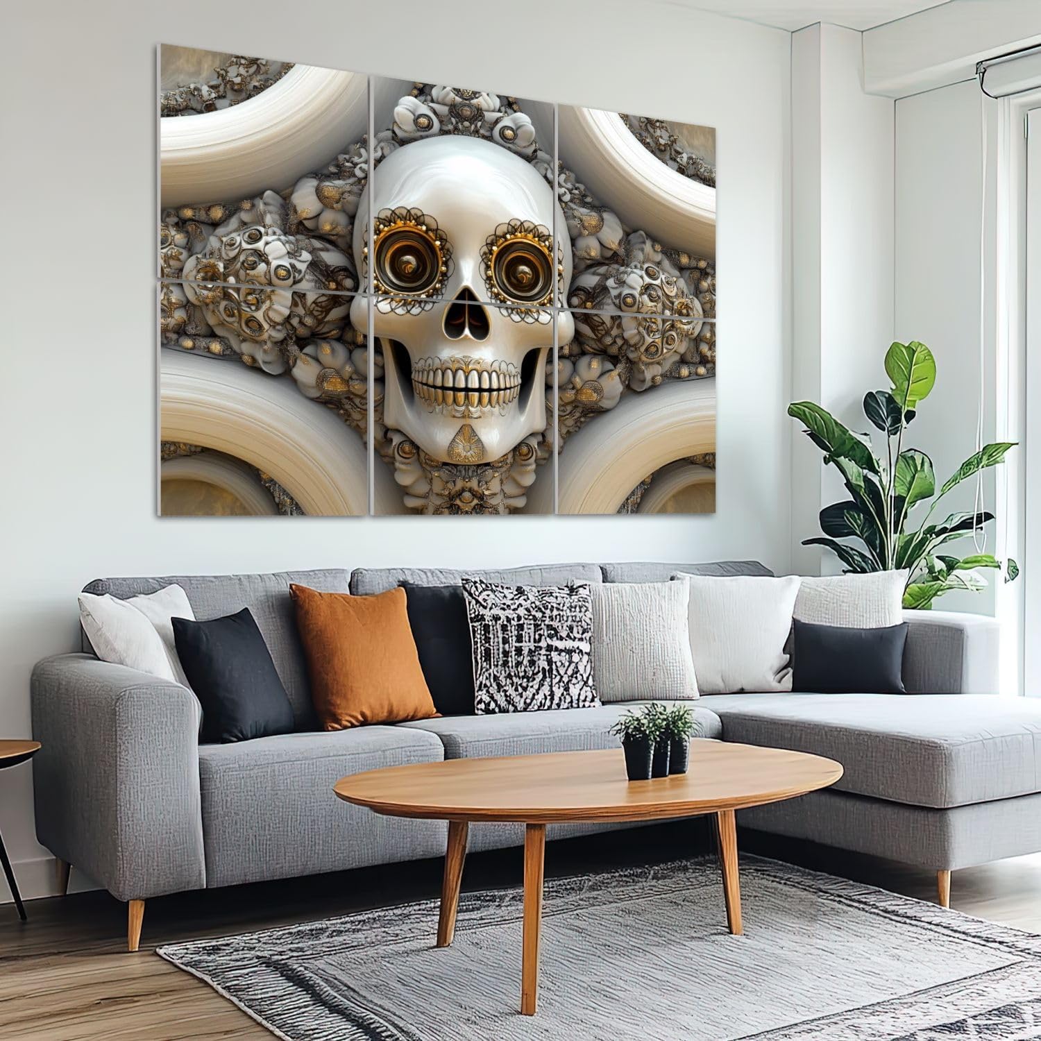 6 Pack Art Acoustic Panels Sound Absorbing Skull Colorful Mexican Sugar Geometric Patterns Symmetry Texture like Decorative Soundproof Wall Panels Self Adhesive for Recording Studios Office 72