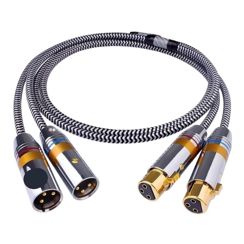 1 Pair Hi-End 7N OCC Silver-Plating XLR Balanced Audio Cable 3 Pin 2 XLR Male to Female Audio Cable for Microphone Amplifier((=0.5m)