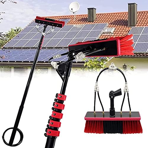 Telescopic Window Cleaning Brush Kit - 3.6-10.8M Extendable Water Fed Pole with Squeegee & Washer for Outdoor Glass Solar Panels Roofs & High Windows Cleaning