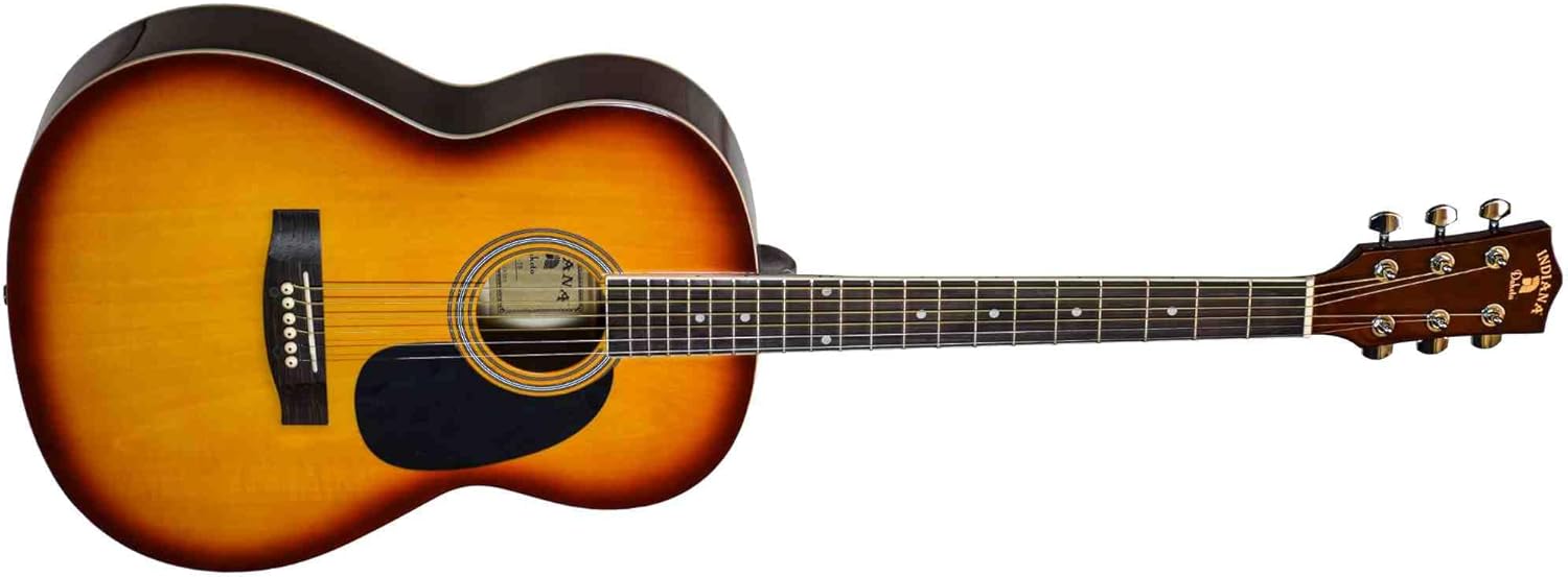 INDIANA 6 String Acoustic Guitar, Right, Tobacco Sunburst (IDA-TB)