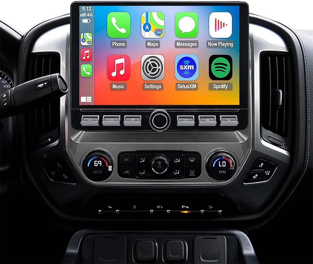 4G LTE QLED Radio for Chevrolet Chevy Silverado GMC Sierra 2014-2018 Radio Upgrade,8-Core CPU Touch Screen Stereo,Wireless CarPlay & Android Auto,Support Camera and SWC, Doesn't Support Bose Sound