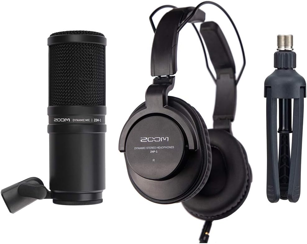 Zoom PodTrak P4 Portable Multitrack Podcast Recorder Bundle with Zoom ZDM-1 Podcast Pack