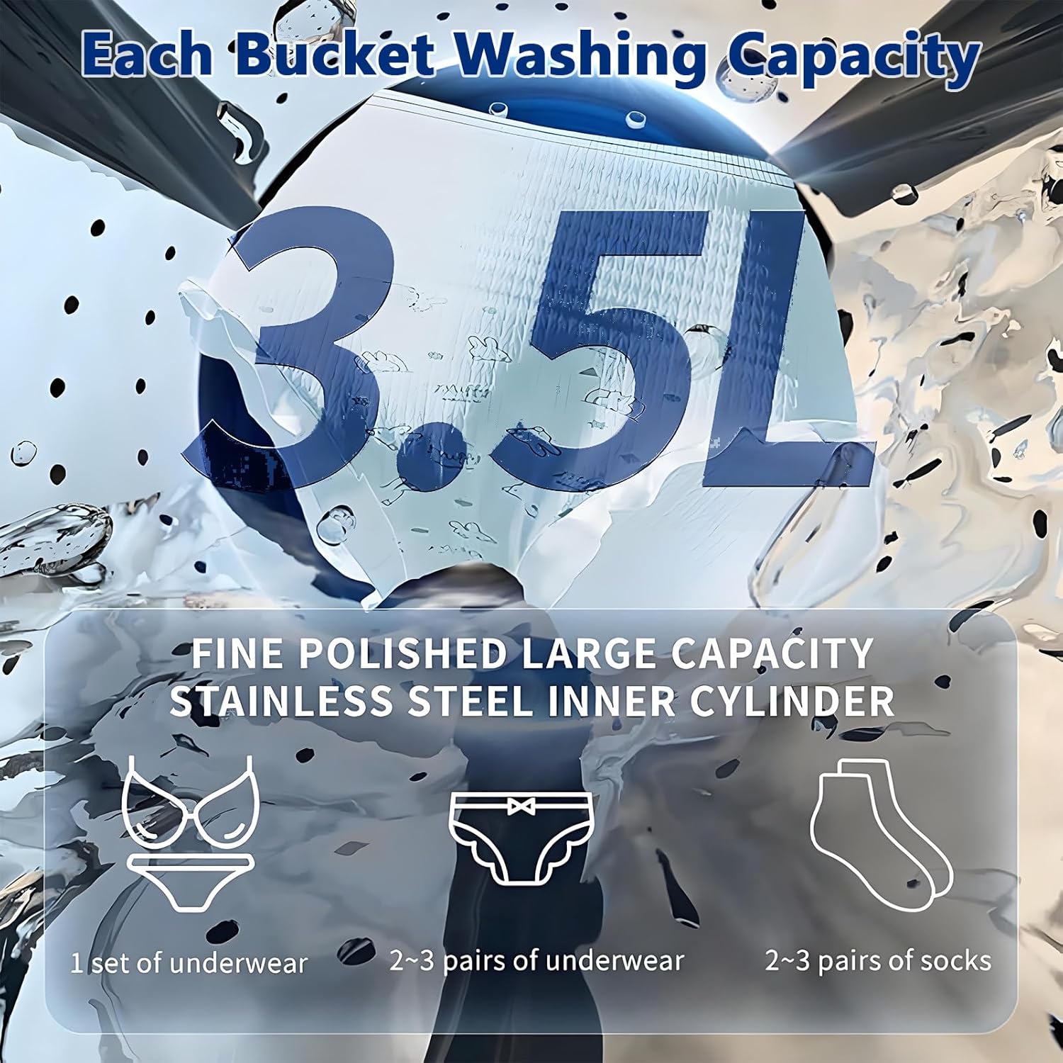 BANGBANGJI Portable Clothes Washing Machines, Mini Washing Machine with 3.5Lx2 Twin Tub, LED Display, Stainless Steel Drum for Underwear, Socks, Baby Clothes Desktop