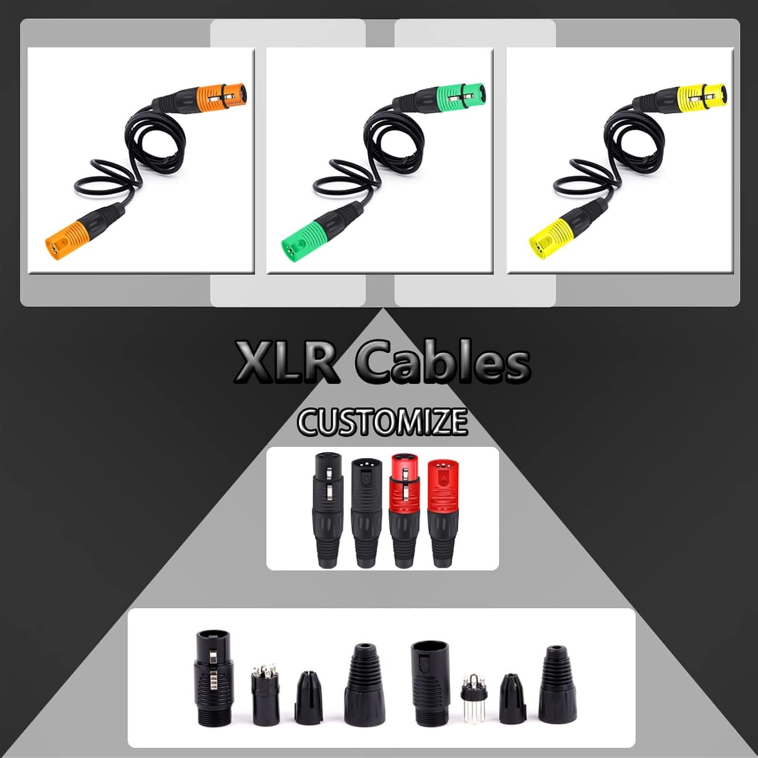 3PIN X L R Wire Connector Male Female Plug Plastic Shell Microphone Speaker XLR Jack 20Pcs (Color : 10xM 10xF-Red)