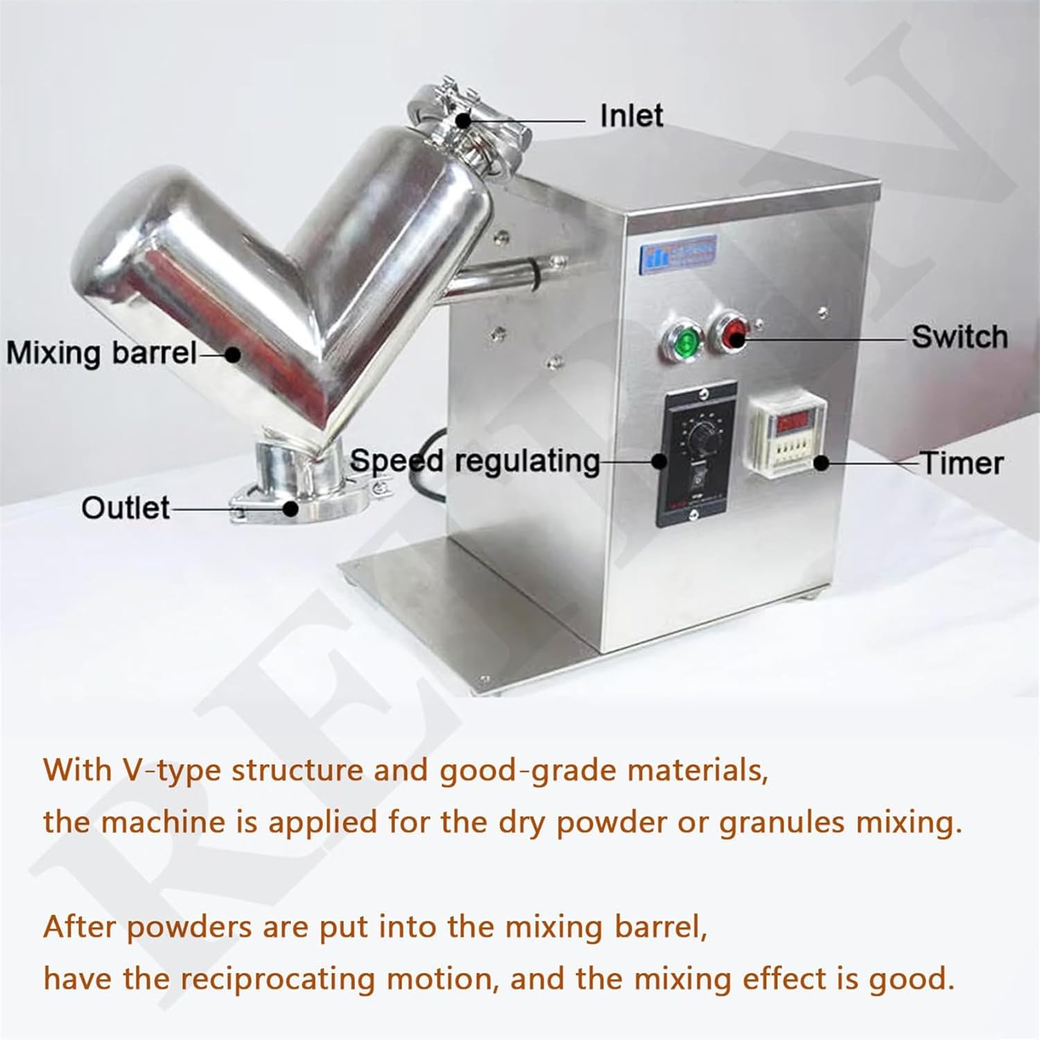 Dry Powder Mixing Machine, V Type Laboratory Mixer for Efficient Blending of Dry Flour Materials in Food and Industrial Applications