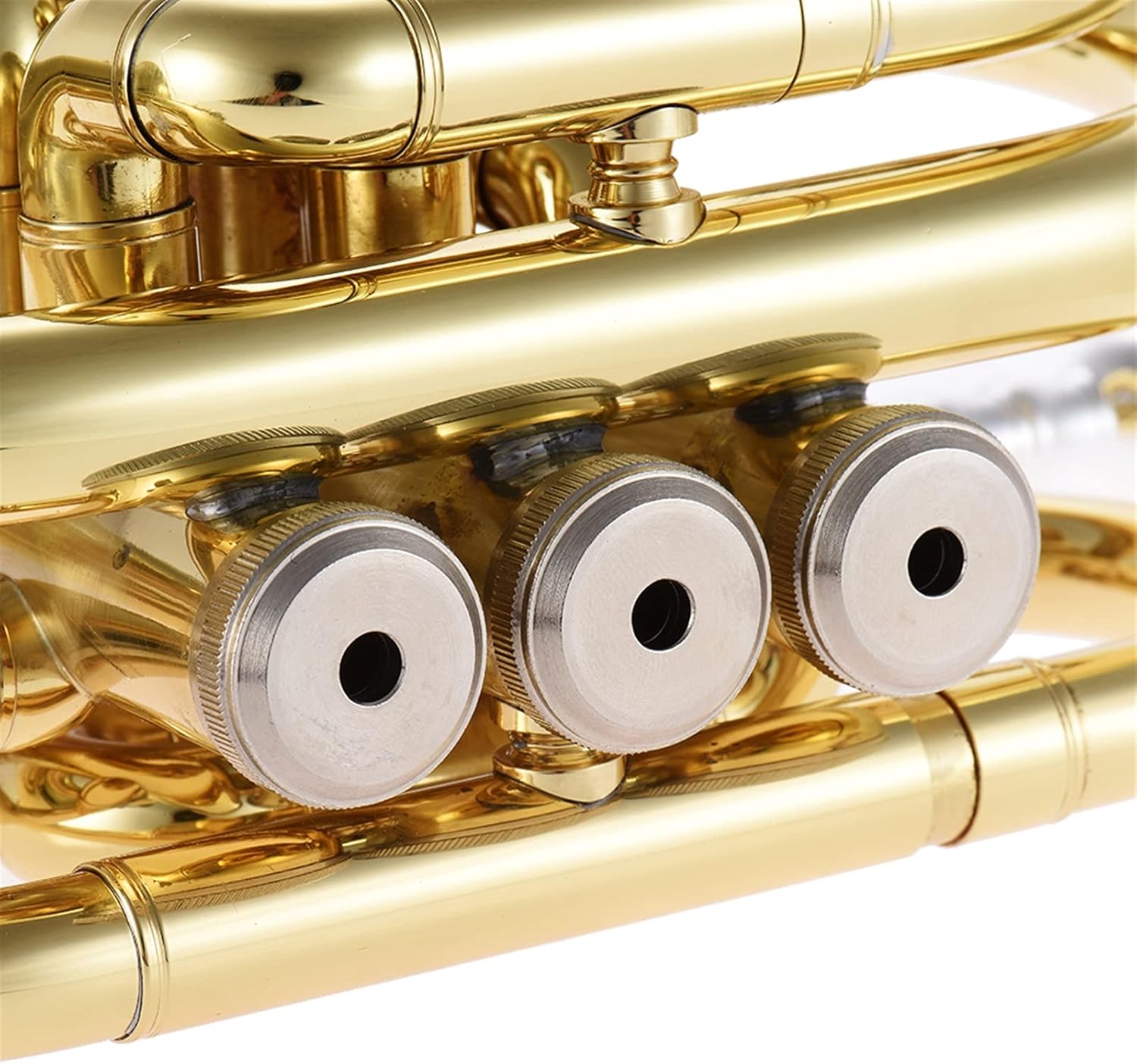 KESHUO Mini Pocket Trumpet Bb Flat Brass Wind Instrument with Mouthpiece Gloves Cleaning Cloth Carrying Case Trumpets