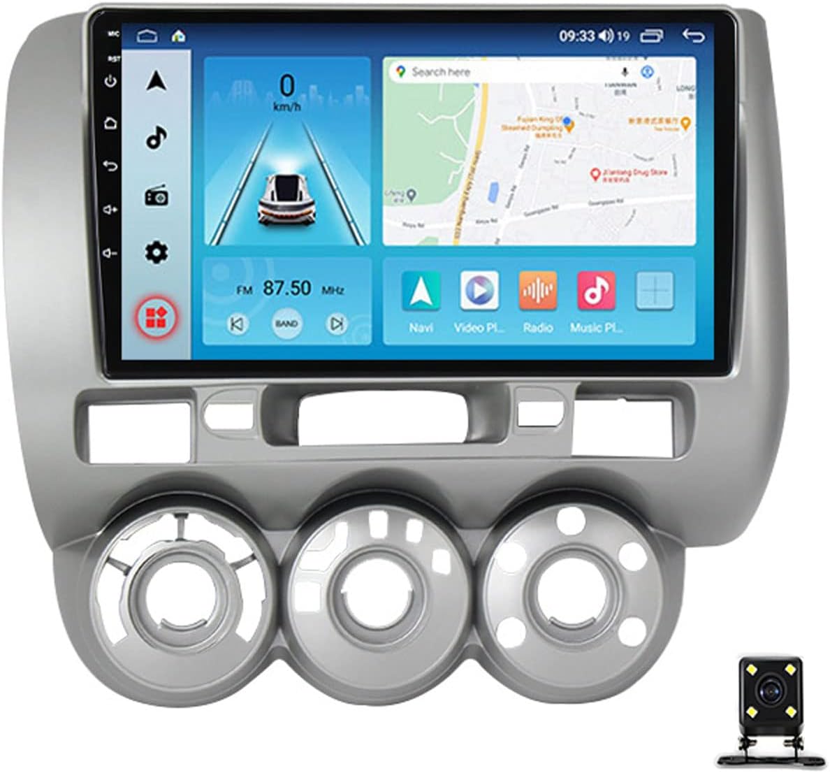 Double Din Car Radio Stereo with Bluetooth, 9In Touch Screen Car Stereo for Honda Jazz City 2002-2007 with Backup Camera, Mirror Link/Carplay/Android Auto, FM Car Radio Receiver