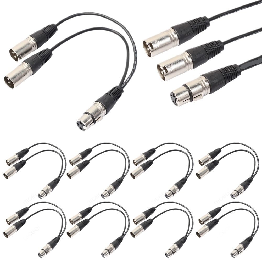 3P XLR Female Ja-ck to Dual 2 Male Plug Y Splitter Adaptor Cord Cable 1Ft(4PCS)