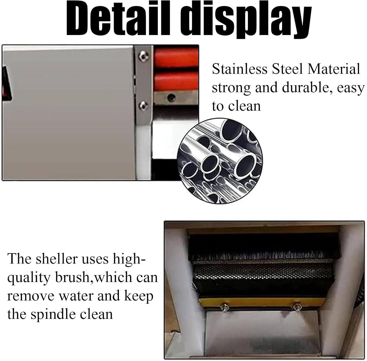 Semi-Automatic Pea Sheller Machine, 20W 304 Stainless Steel, High-Efficiency Bean Peeling Tool, 22 Lbs/h Output for Kitchen Use - Ideal for Peas, Soybeans, and Beans