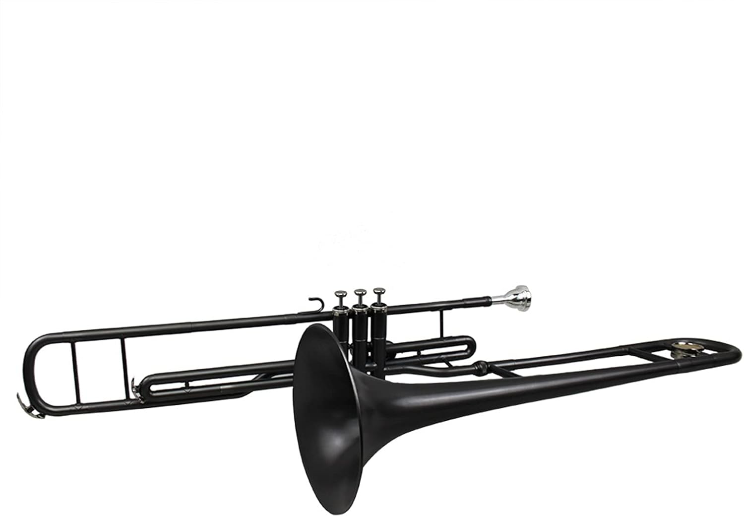 Student Trombone, Matt Black Nickel, C Key Piston Valves, Brass Body, Trombone Kit