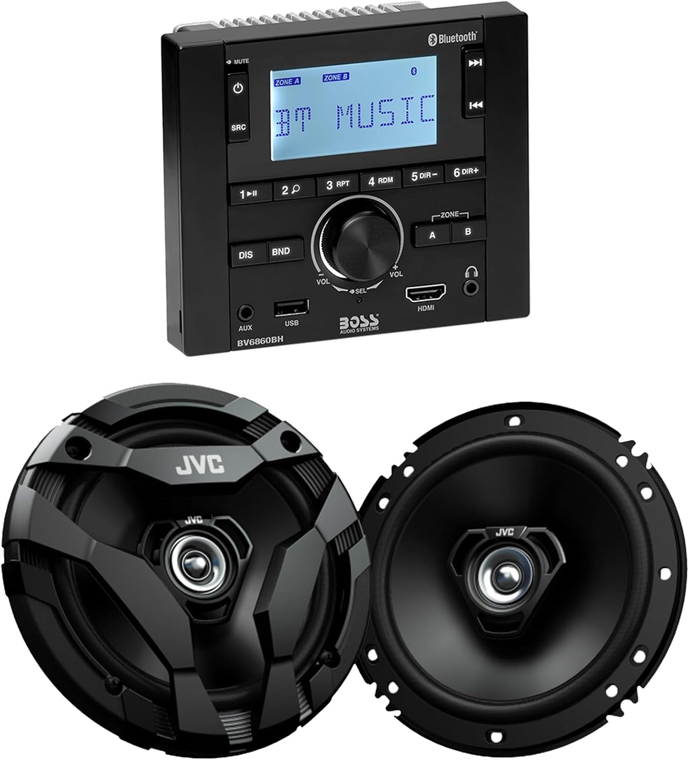 Audiosavings BV6860BH Bundle: 160-Watt Digital Media Bluetooth Receiver, AM/FM, Mobile Home RV Stereo, Pair CS-DF620 6.5