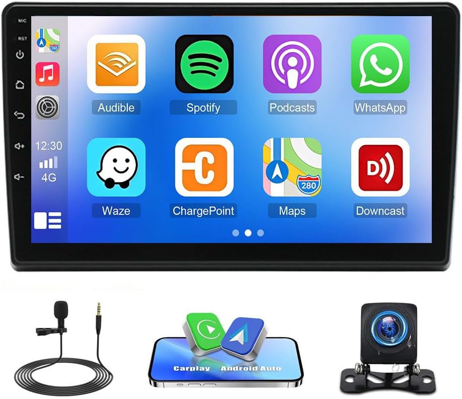 Car Stereo Radio Compatible for Acadia (Denali) (2007-2012) with Carplay Android Auto GPS Navigation 10.1in Touchscreen Car Radio Player with Bluetooth WiFi FM/RDS SWC Mirror Link + Backup Camera