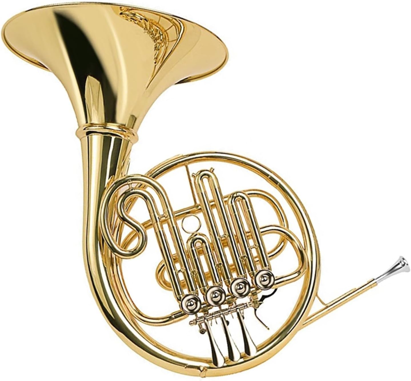 Brass French Horn French Horn Instrument Four-Key Single Performance Grade Examination Golden French Horn