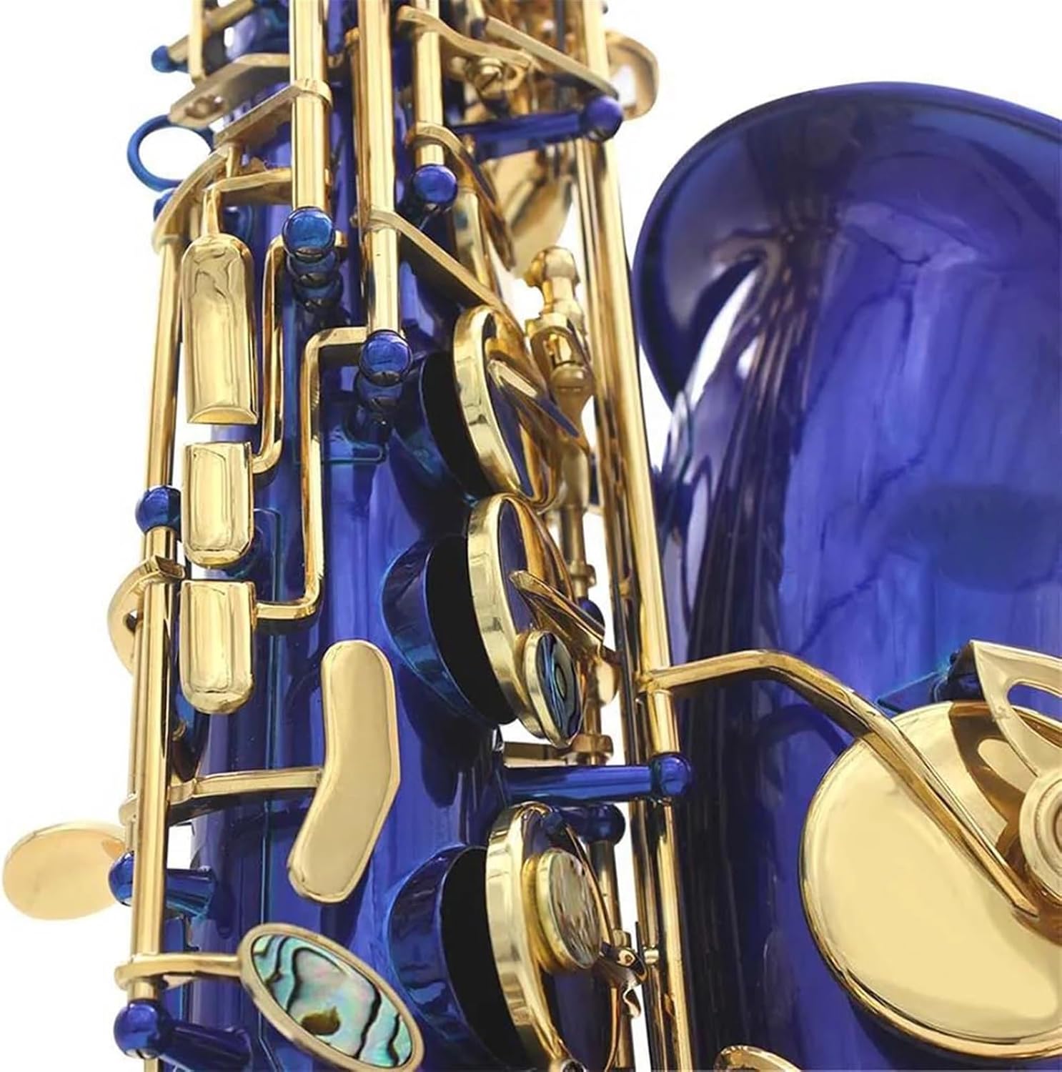 Alto Saxophone Eb E Flat Brass Lacquered Gold Blue Sax With Case Gloves Woodwind Musical Instrument Accessories (Color : Gold)