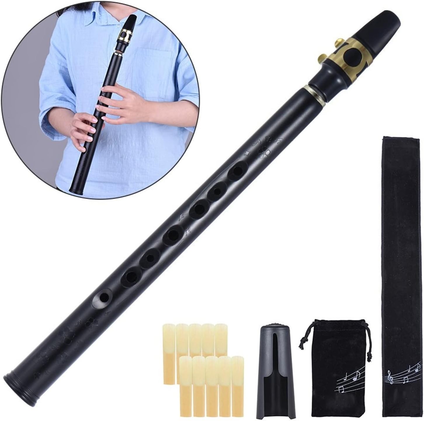 C Key Mini Pocket Saxophone ABS Sax with Mouthpieces Reeds Carrying Bag Woodwind Instrument (Color : Bb)