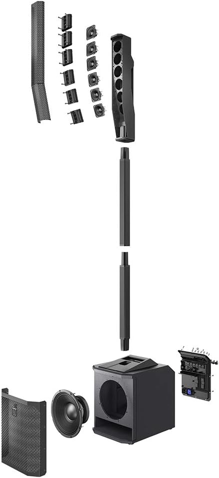 Electro-Voice Evolve 30M Portable 1000W Column Sound System with Sennheiser e 835 Handheld Mic,ATH-M50x Monitor Headphones, Mic Stand with Fixed Boom, and XLR-XLR Cable Bundle, black, F.01U.366.319