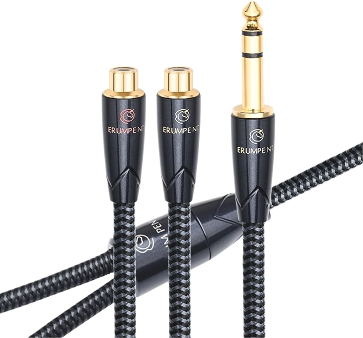 HiFi 6.5 to 2RCA Cable Square OCC Y Splitter Cable for DVD DAC Speaker 1/4 Inch Male TRS to 2RCA Female Audio Adapter Cable(5m)