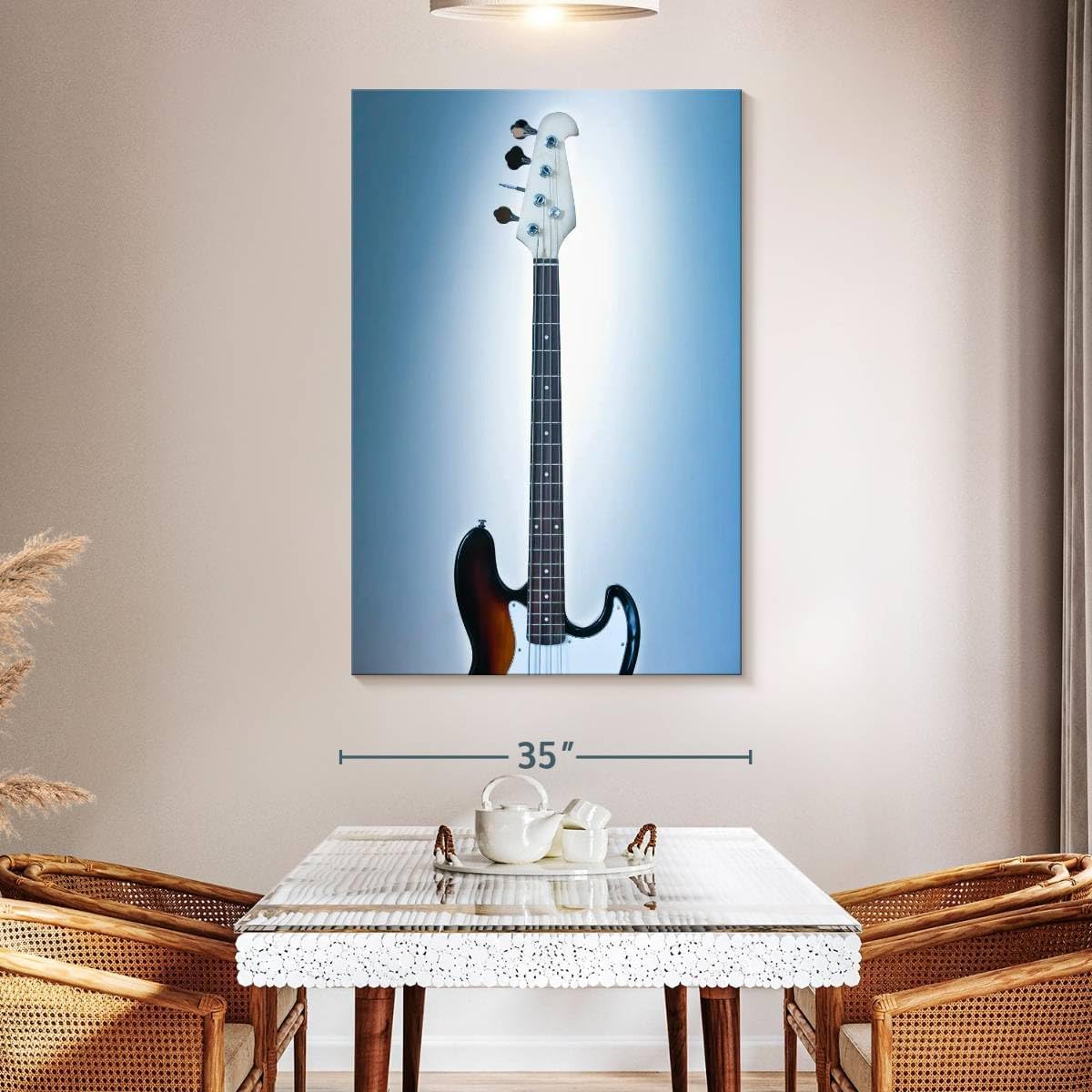 Elephant Stock - Cool Bass Guitar Wall Art - Vertical Canvas Wall Art - Living Room Wall Decor - Photography Music Canvas Art - Brown And Blue Decor - 34