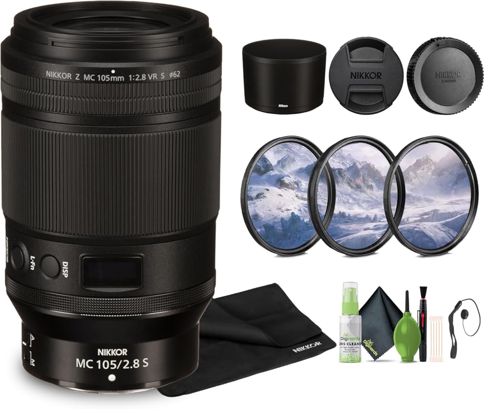 Nikon NIKKOR Z MC 105mm f/2.8 VR S Professional Macro Lens Z + Cleaning Kit + 3 Piece Filter Kit + Lens Cap