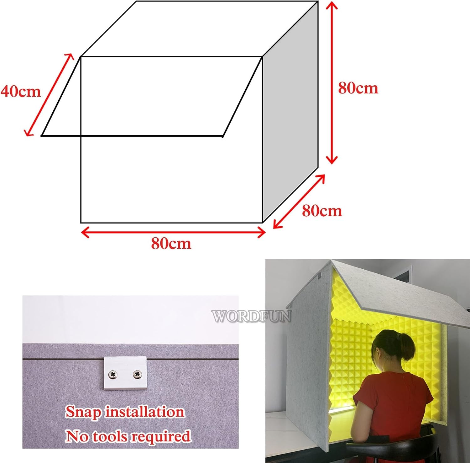 Desktop Soundproof Box, Home Recording Studio, Portable Recording Studio, for Music Practice Room (Green)