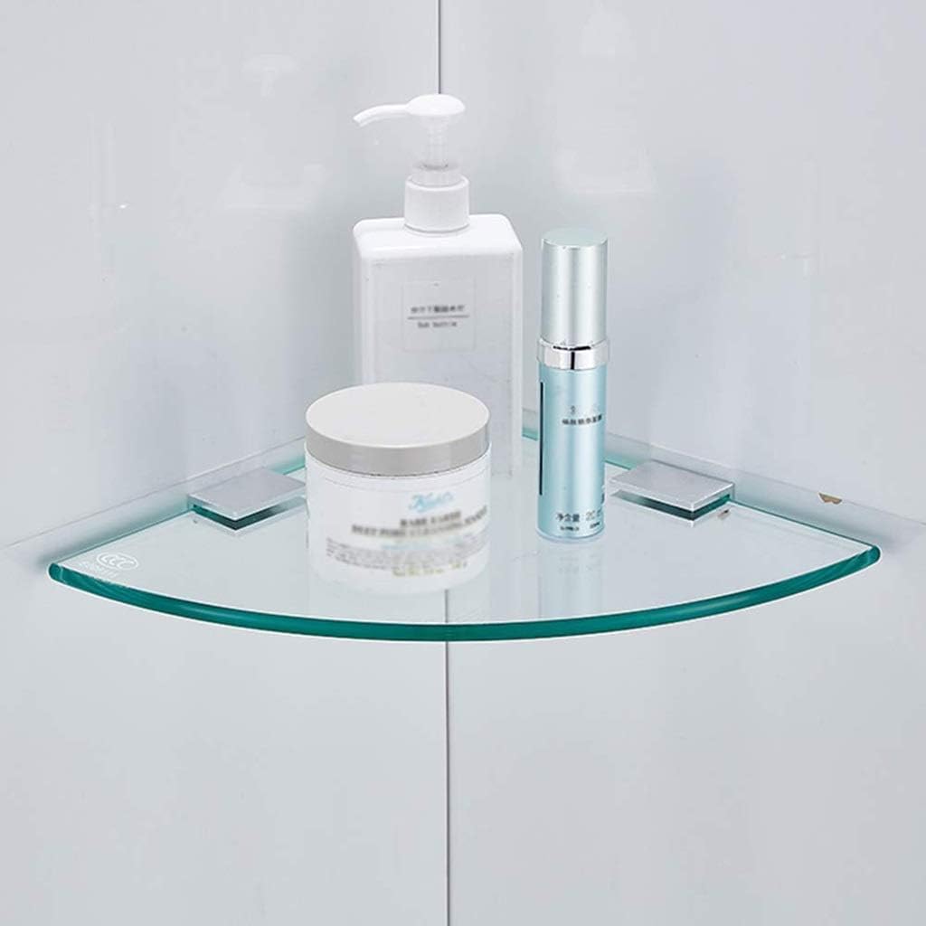 Lavatory Bathroom Tempered Glass Corner Shelf 8MM-Thick Wall Mount Triangular Space Aluminum (Size : 18cm) (24cm)