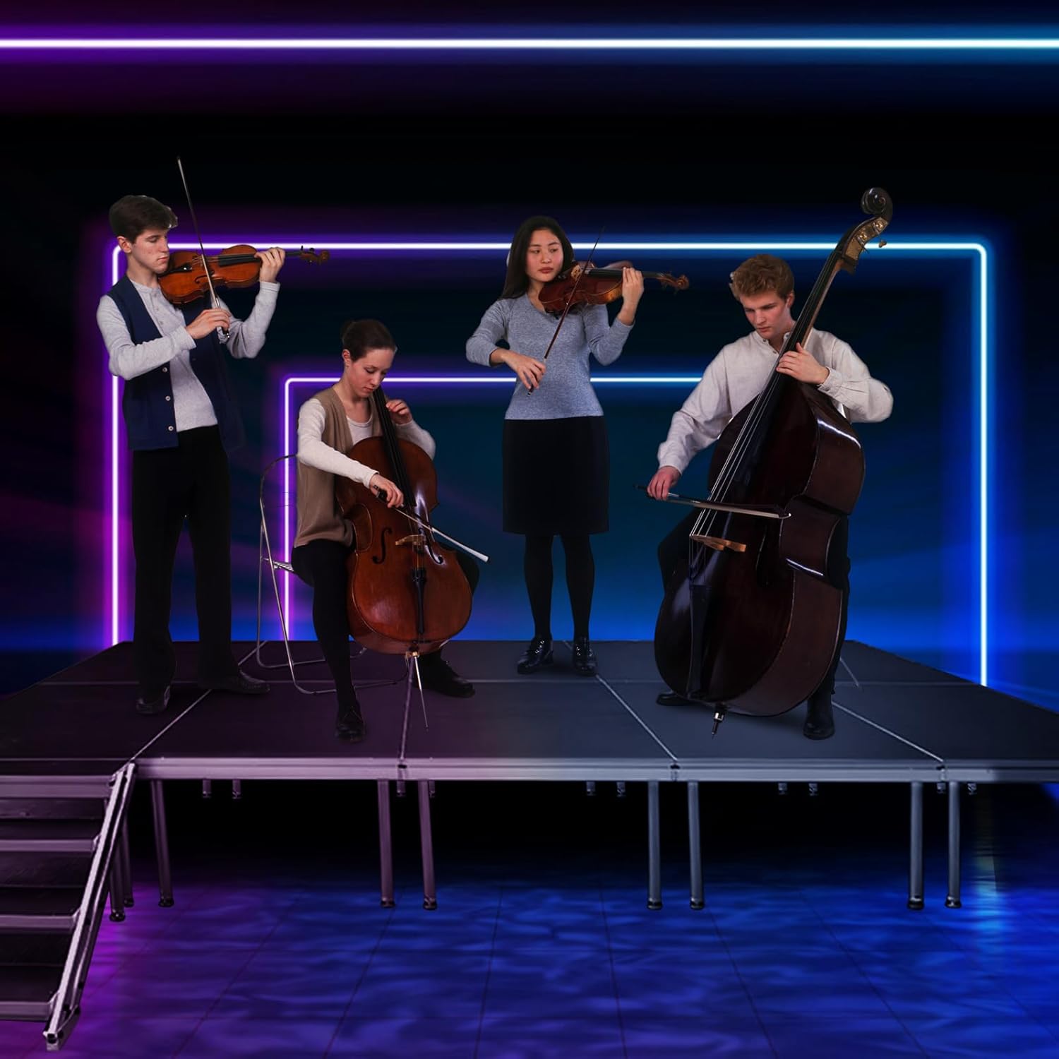 8‘ x 12’ Stage Platform, 6Pcs 10200LBS Capacity Stage with Antislip Surface, Adjustable Height (24